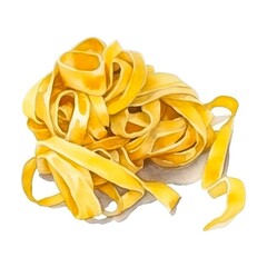 Watercolor illustration of Italian pasta on white background. Generative AI.