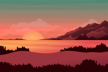Gradient summer landscape background illustration