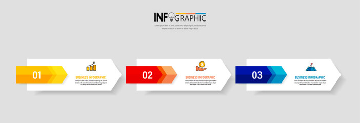 Fototapeta na wymiar 3 Steps presentation business infographic template vector. 