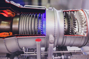 section model of a historic jet engine.