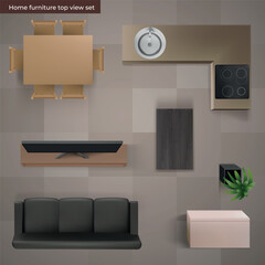 Home furniture top view set. Vector illustration