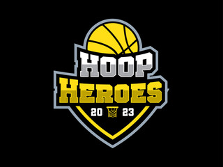 modern attractive professional basketball team logo vector, emblem with editable text, sports logo design	
