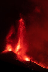 eruption of the volcano on the island of La Palma