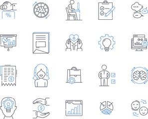 Cash Flow Management line icons collection. Budgeting, Forecasting, Liquidity, Debts, Receivables, Payables, Cash inflow vector and linear illustration. Cash outflow,Overhead,Investments outline signs