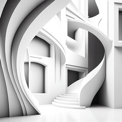 Modern Geometric Wallpaper. Futuristic Technology Design Creative shapes concept background. Abstract architectural wallpaper. Abstract Architecture Background. White Circular Building. 3d Rendering
