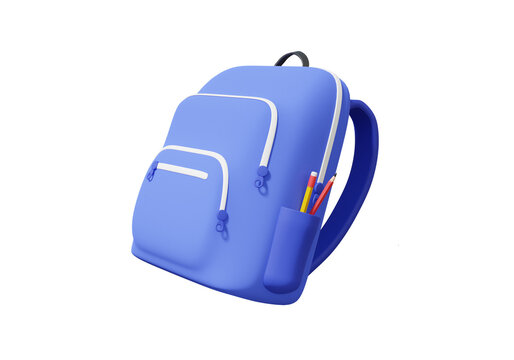 Mockup backpack icon and schoolbag knowledge learning online education concept. on isolated background. 3d rendering illustration