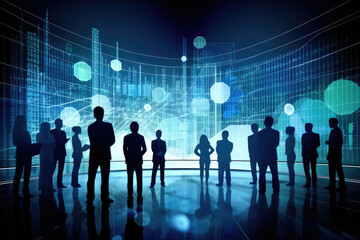 group of business team and office people with dark background, generative ai