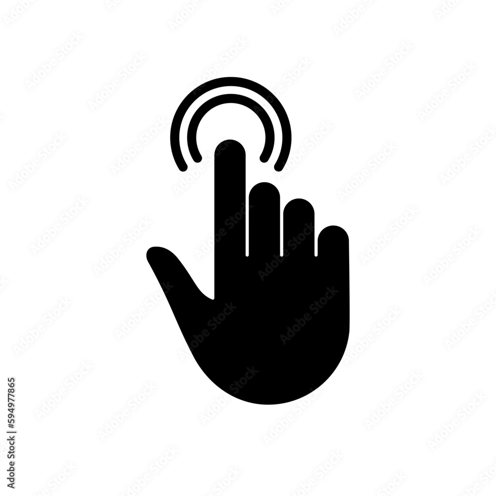 Aufkleber double click gesture, hand cursor of computer mouse black silhouette icon. pointer finger glyph pict