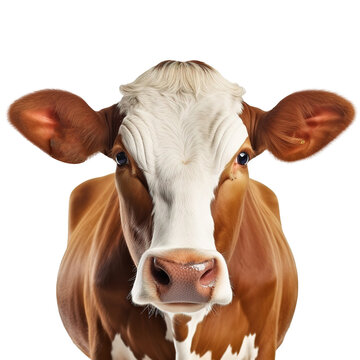 head Ayrshire cow isolated on white