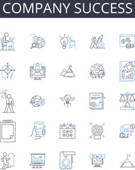 Company success line icons collection. Scenic, Historic, Majestic, Iconic, Inspiring, Architectural, Cultural vector and linear illustration. Ancient,Artistic,Grand outline signs set