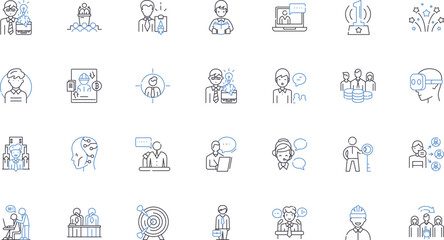Profession and regulation line icons collection. License, Ethical, Compliance, Standards, Accreditation, Certification, Accountability vector and linear illustration. Code,Governance,Regulation