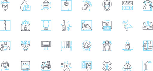 Visual details linear icons set. Textures, Colors, Patterns, Symmetry, Contrast, Harmony, Balance line vector and concept signs. Dots,Lines,Edges outline illustrations