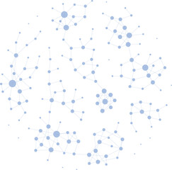 Abstract polygonal communication network, technology wireframe, connected lines and dots, light blue globe model background 