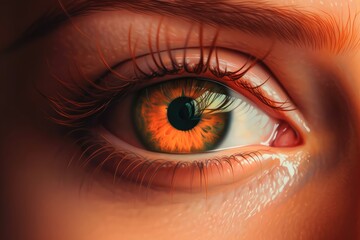 Naklejka premium Orange eyes with tears colorful superrealistic illustration