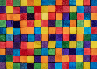Abstract colorful wood texture for backdrop. Colorful wood block stack on the wall for background