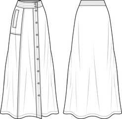A-Line Skirt Flat Sketch