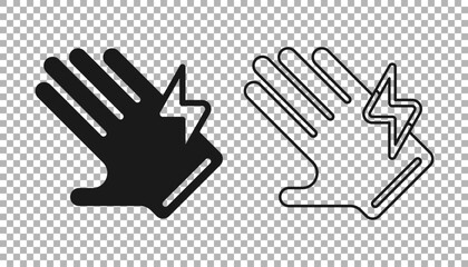 Black Electric glove icon isolated on transparent background. Safety gloves, hand protection. Vector