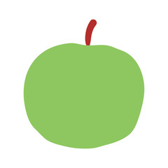 Apple hand drawn illustration. Cartoon style flat design, isolated vector. Summer, autumn print element, farming, gardening, harvest, agriculture, healthy food, vegetarian diet, seasonal ingredient