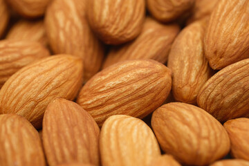 Almond nuts close up. Healthy vegan food concept