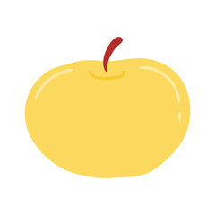 Apple hand drawn illustration. Cartoon style flat design, isolated vector. Summer, autumn print element, farming, gardening, harvest, agriculture, healthy food, vegetarian diet, seasonal ingredient