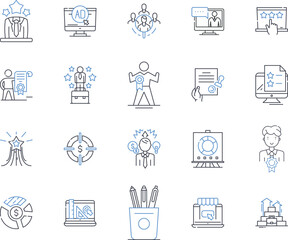 Product development line icons collection. Ideation, Research, Prototyping, Innovation, Design, Iteration, Testing vector and linear illustration. Development,Implementation,Brainstorming outline