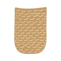 Empty basket hand drawn illustration. Cartoon style flat design, isolated vector. Summer, autumn print seasonal element, farming, gardening, harvest, agriculture, craft