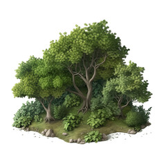 Small grove of green trees, transparent background, made with Generative AI