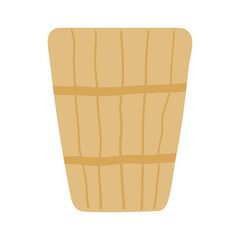 Empty basket hand drawn illustration. Cartoon style flat design, isolated vector. Summer, autumn print seasonal element, farming, gardening, harvest, agriculture, craft