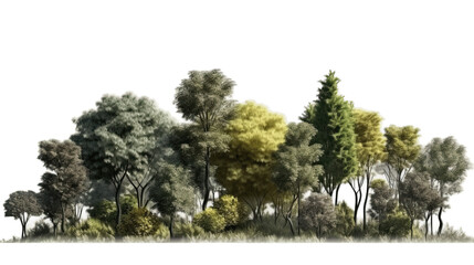 Small grove of green trees, transparent background, made with Generative AI