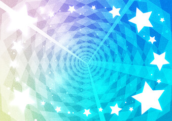 星を散りばめたキラキラと放射の背景素材（青、水色）Sparkling and radiant background material with scattered stars (blue, light blue)