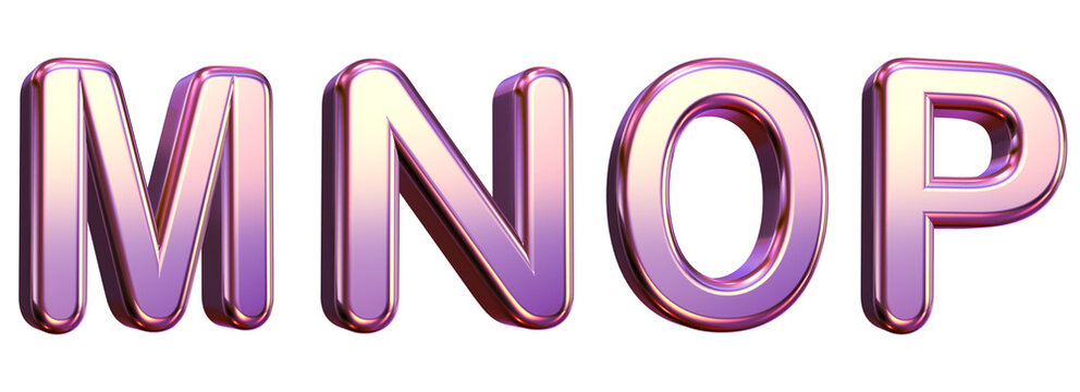 3d letters M, N, O, P