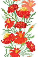Isolated seamless border with the garden flowers