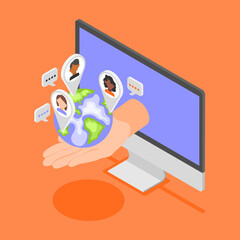 Computer Sociology Isometric Background