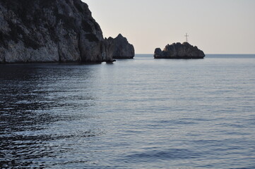 The mountains and sea on Mount Athos
