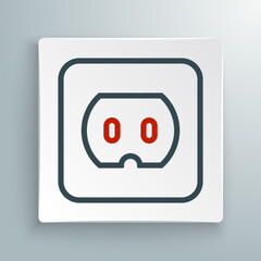 Line Electrical outlet icon isolated on white background. Power socket. Rosette symbol. Colorful outline concept. Vector