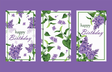 greeting card mockup or invitation card. hand drawn wedding invitation. Frame with text and flowers - lilac with juicy green leaves