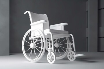 Fototapeta na wymiar Empty White Wheelchair in Clay Style. 3d Rendering. Generative AI