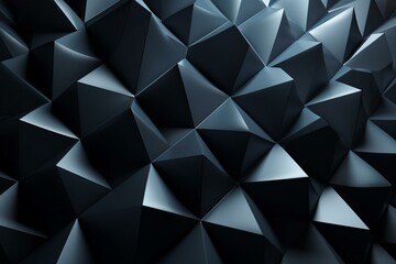 Dark High Tech Surface with Triangular Pyramids. Black, Abstract 3d Texture. Generative AI