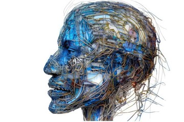 wire sculpture of a womans head. Generative AI