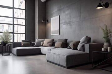 interior background empty home space carpet living apartment couch loft. Generative AI.