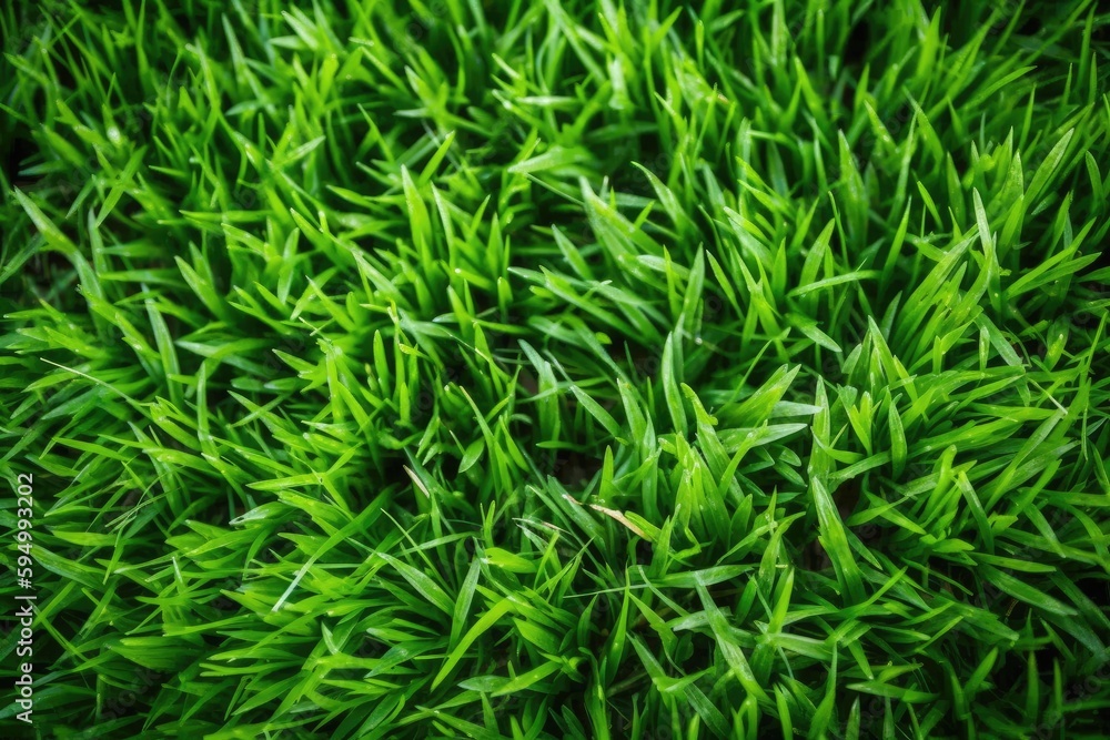 Canvas Prints close-up view of vibrant green grass blades in a sunny field. Generative AI