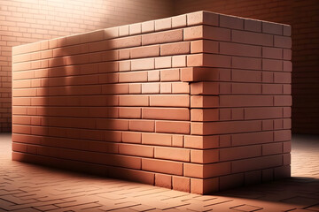 Obraz premium Brick cube on brick wall background, Generative AI