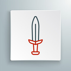 Line Medieval sword icon isolated on white background. Medieval weapon. Colorful outline concept. Vector