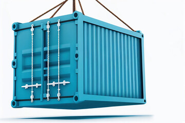 Crane lifts with cargo container. Industrial crane hook and Transportation Container isolated on white background. Freight Shipping concept. illustration Generative AI