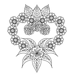 design flower outline element coloring page