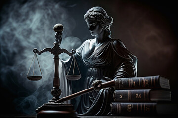 Themis statue flat  illustration. Ancient greek justice goddess Generative AI