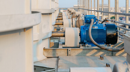 Electric motor industry in cooling tower system and install on rooftop of building for chiller...