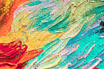 Colorful abstract oil painting art background. Texture of canvas and oil.
