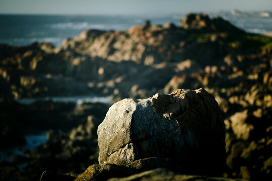 Large rocks on the Atlantic coast in Portugal.