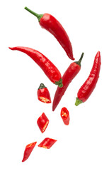 Pods and pieces of red hot pepper.